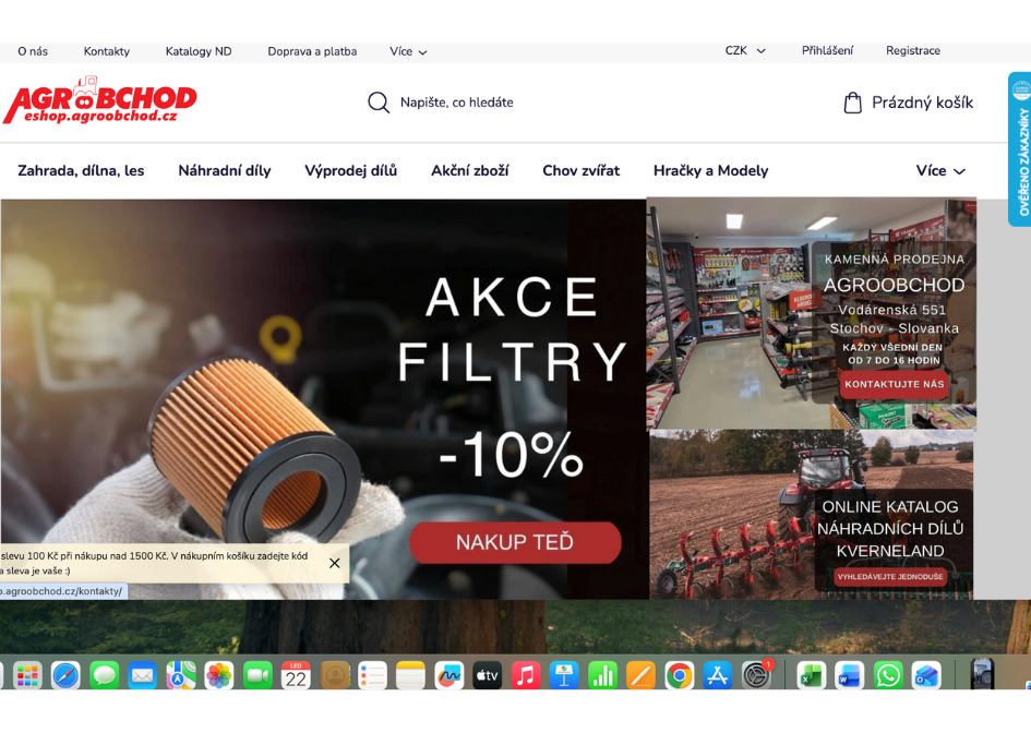 Eshop úvodní stránka